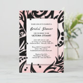 Abstract zwart-roze tribaal Vrijgezellenfeest Kaart (Staand voorkant)