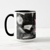 Abstract Zwart Wit Agaat geode monogram script Mok (Links)