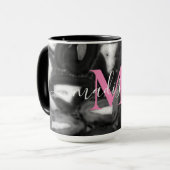 Abstract Zwart Wit Agaat geode monogram script Mok (Voorkant links)