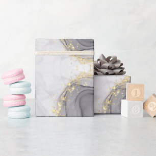 Abstract Zwart-Wit Agaat Marmeren Swirl Cadeaupapier