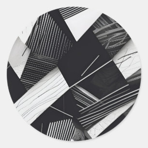 Abstract zwart-wit donker geometrisch patroon ronde sticker