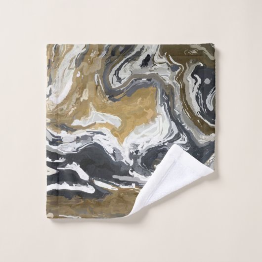 Abstract zwart, wit en goud bad handdoek (Wasdoekje)