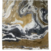 Abstract zwart, wit en goud douchegordijn (Voorkant)