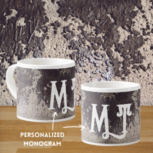 Abstract zwart-wit (gebarsten wand) espresso kop