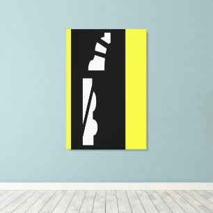 Abstract zwart wit & geel canvas Print