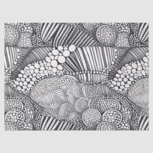 Abstract zwart-wit geometrisch Doodle (6) Tissuepapier