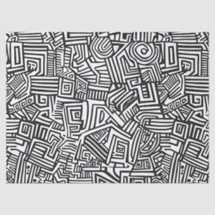 Abstract zwart-wit geometrisch lijnpatroon tissuepapier