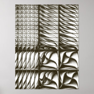Abstract zwart-wit getextureerd geometrisch fracta poster