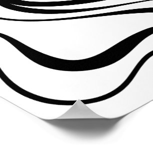Abstract zwart-wit golvend lijnen poster