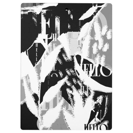 Abstract zwart wit grijs klembord (Achterkant)