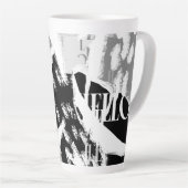 Abstract zwart wit grijs latte mok (Rechterhoek)