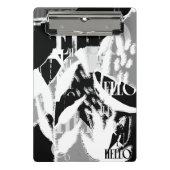 Abstract zwart wit grijs mini klembord (Voorkant)