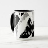 Abstract zwart wit grijs mok (Voorkant links)