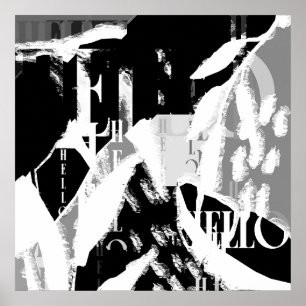 Abstract zwart wit grijs poster