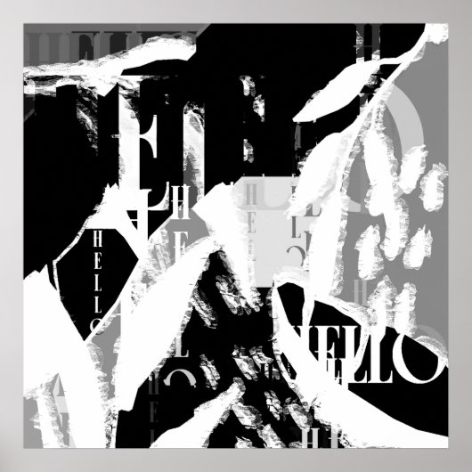 Abstract zwart wit grijs poster (Voorkant)