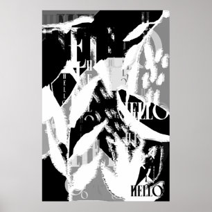 Abstract zwart wit grijs poster