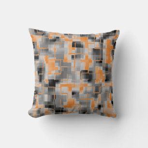 Abstract zwart wit grijs Sinaasappel Kussen