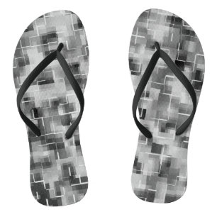 Abstract zwart wit grijs teenslippers