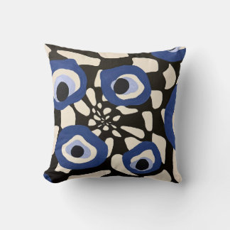 Abstract zwart-wit kussen met blauw oog