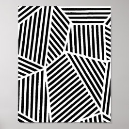 Abstract zwart-wit lijnart poster