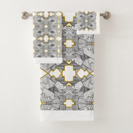 Abstract zwart-wit met gouden accenten bad handdoek