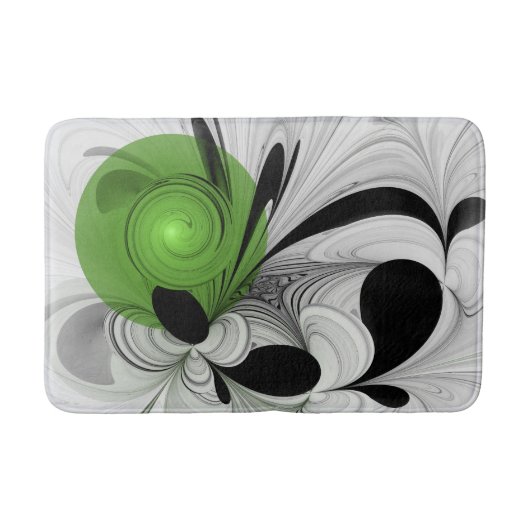 Abstract Zwart-wit met Groene Fractal Art Badmat (Voorkant)