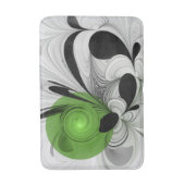 Abstract Zwart-wit met Groene Fractal Art Badmat (Voorkant Verticaal)