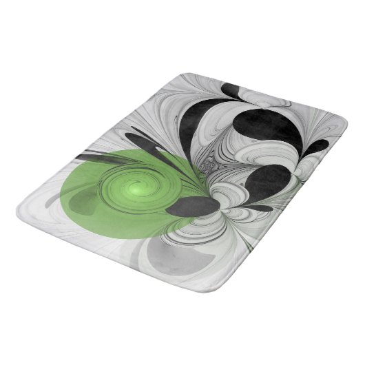 Abstract Zwart-wit met Groene Fractal Art Badmat (Gekanteld)
