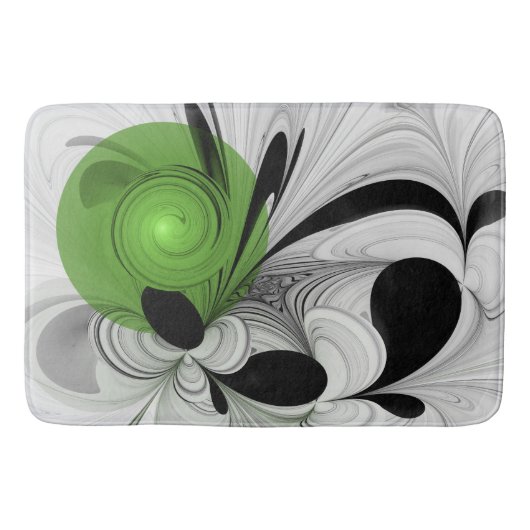 Abstract Zwart-wit met Groene Fractal Art Badmat (Voorkant)