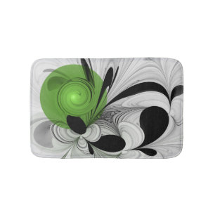 Abstract Zwart-wit met Groene Fractal Art Badmat