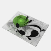 Abstract Zwart-wit met Groene Fractal Art Deurmat (Schuin)
