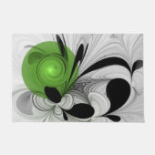 Abstract Zwart-wit met Groene Fractal Art Deurmat (Voorkant)