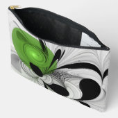 Abstract Zwart-wit met Groene Fractal Art Etui (Open)