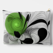 Abstract Zwart-wit met Groene Fractal Art Etui (Achterkant)