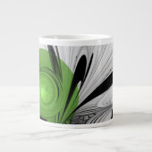 Abstract Zwart-wit met Groene Fractal Art Extra Grote Beker (Voorkant)