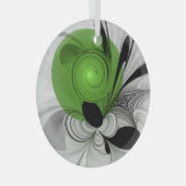 Abstract Zwart-wit met Groene Fractal Art Glas Ornament (Voorkant Rechts)