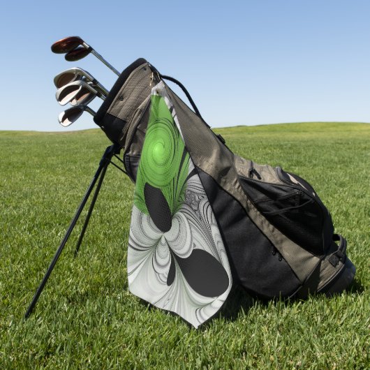 Abstract Zwart-wit met Groene Fractal Art Golfhanddoek (Groen)