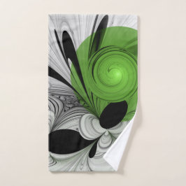Abstract Zwart-wit met Groene Fractal Art Handdoek