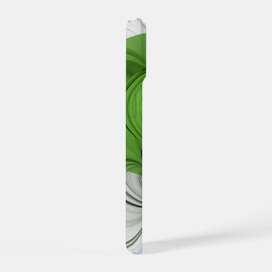 Abstract Zwart-wit met Groene Fractal Art iPhone 15 Hoesje (Rechterkant)