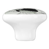 Abstract Zwart-wit met Groene Fractal Art Keramische Knop (Zijkant)