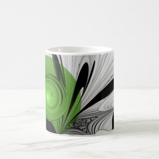 Abstract Zwart-wit met Groene Fractal Art Koffiemok (Center)