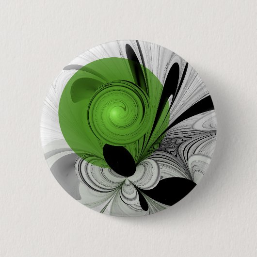 Abstract Zwart-wit met Groene Fractal Art Ronde Button 5,7 Cm (Voorkant)