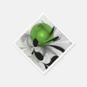 Abstract Zwart-wit met Groene Fractal Art Servet (Hoek)
