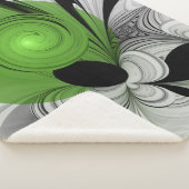 Abstract Zwart-wit met Groene Fractal Art Sherpa Deken (3/4)