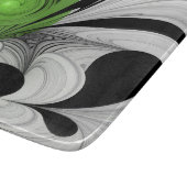Abstract Zwart-wit met Groene Fractal Art Snijplank (Hoek)