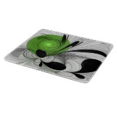 Abstract Zwart-wit met Groene Fractal Art Snijplank (Hoek)