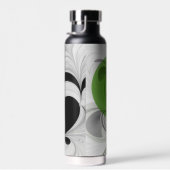 Abstract Zwart-wit met Groene Fractal Art Waterfles (Rechts)