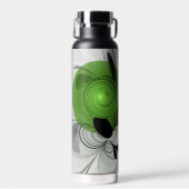 Abstract Zwart-wit met Groene Fractal Art Waterfles (Voorkant)