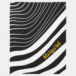 Abstract zwart-wit monogram naam fleece deken