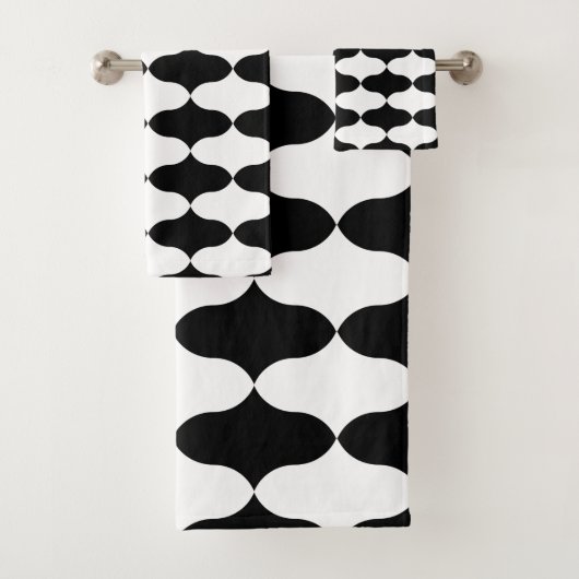 Abstract zwart-wit patroon bad handdoek (Insitu)